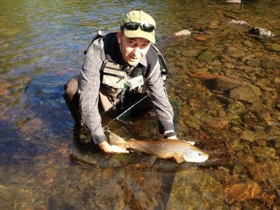 A 4lb 8oz wild brown from the upper Usk in early July.