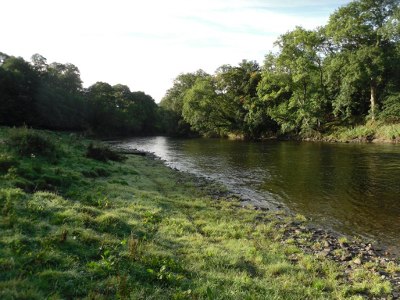 The Abernant beat of the upper Wye in low water.