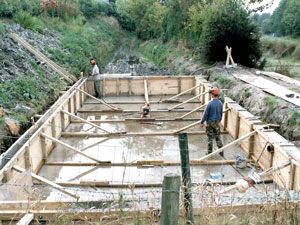Construction of the Painscastle Hatchery by WUF in 2002.