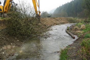 WUF team installing a soft revetment into the bank