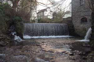 A weir on the Gavenny, 200 metres up from the confluence with the Usk.