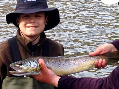 Hugh Young with his impressive 21" Wye trout from Ty-Newydd.