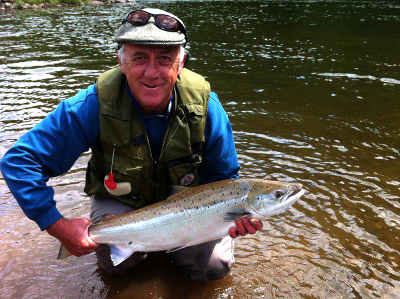 Gary Welsher with a good salmon from the Bigsweir fishery