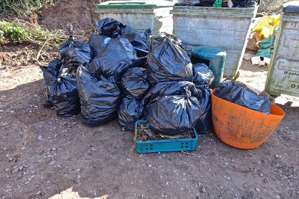 The haul of rubbish collected by volunteers from the riverbank around Symonds Yat a few days ago.