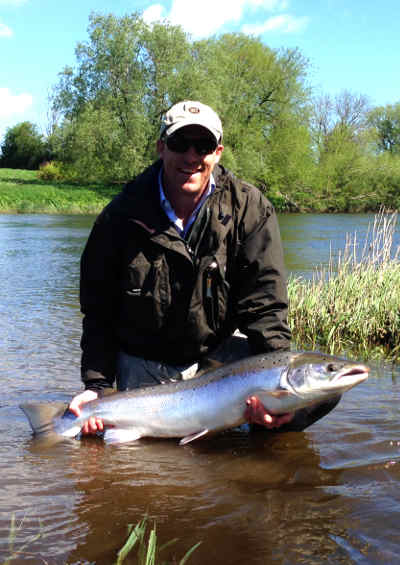 Richard Norman with his superb 27lb salmon from the Spreadeagle beat on the 11th May