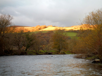 The upper Wye at Abernant, swollen by the rains in early November. Cold, frosty mornings like the one below from the Irfon valley, were a rarity.