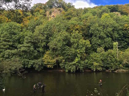 Dean Macey filming on the Wye for the latest series of "Fishing Gurus."