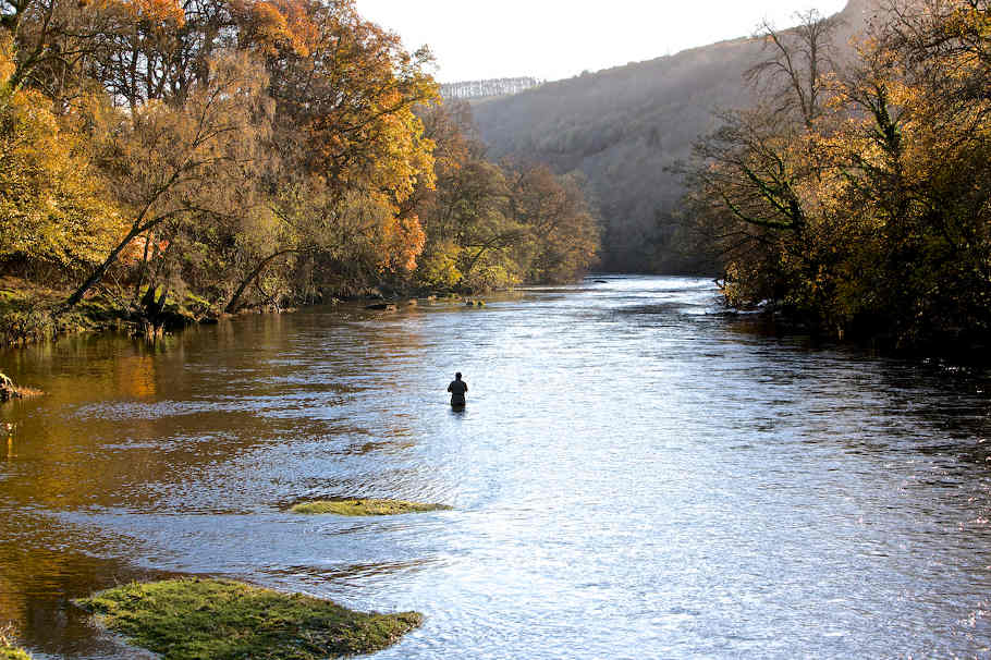 Trotting for grayling on the upper Wye in autumn.