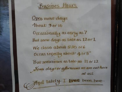 Opening hours for Sweets fishing tackle shop in Usk