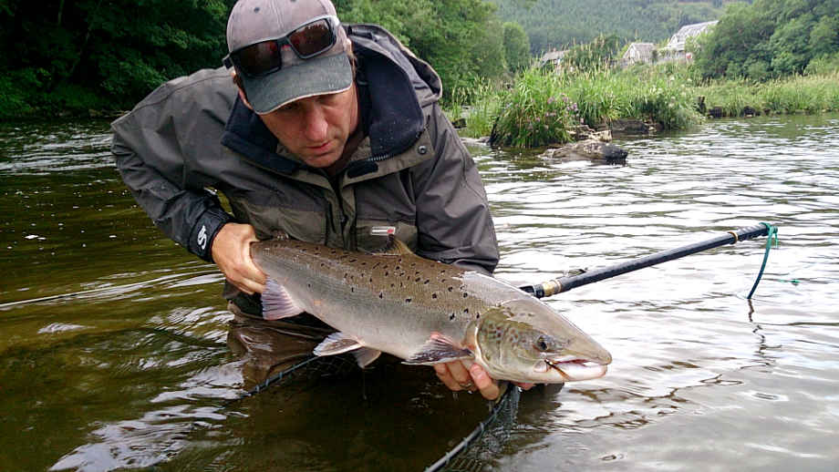 Gary Turner with a 13lb salmon he caught from the Rectory beat of the upper Wye on 24th June