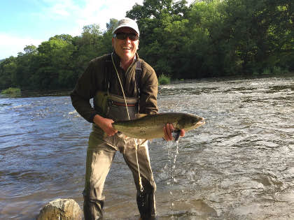 Tim Springham with his first salmon, a 12.5lb fish from the Gromain beat on the upper Wye.