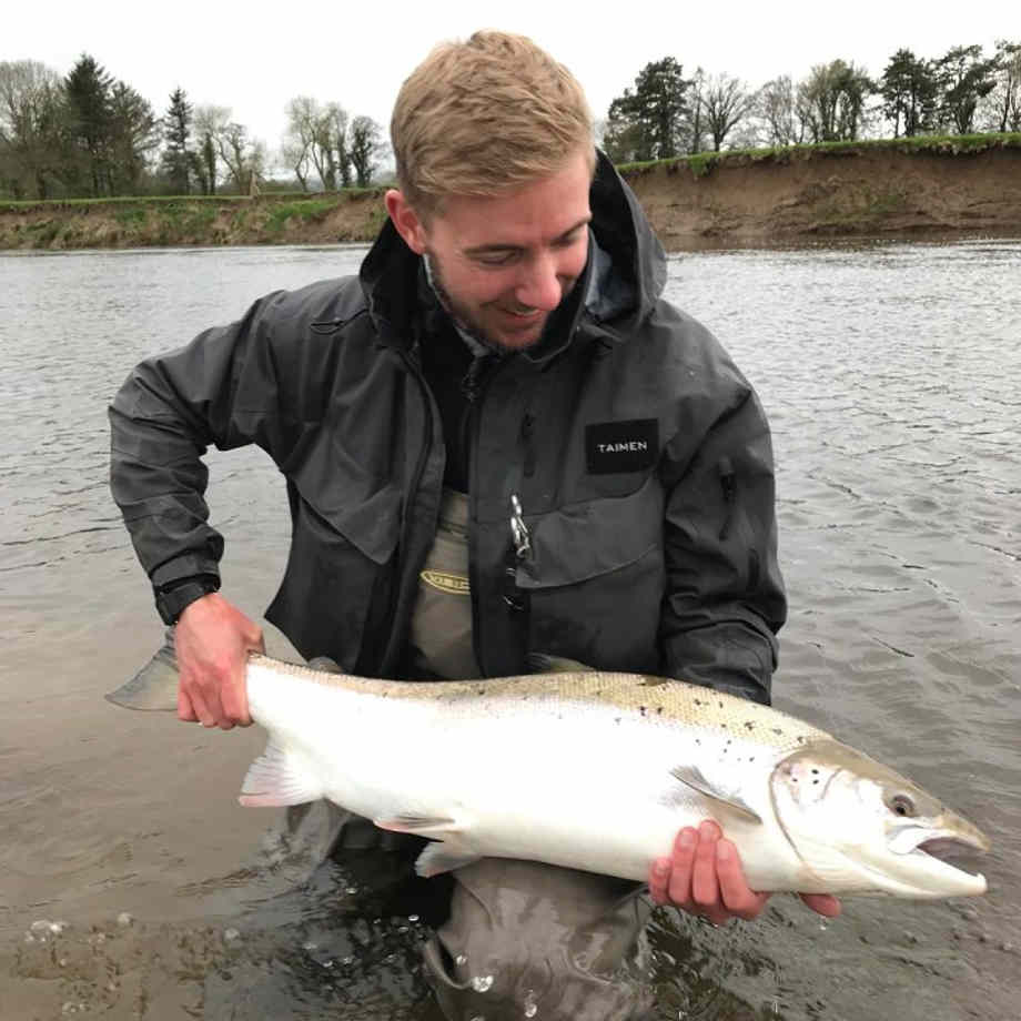 Jed Grayston with a magnificent 20lb Wye salmon he caught at Whitney Court on 17th April