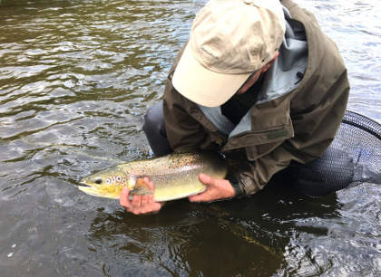 Simon Gabbatiss with his first ever salmon