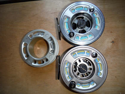 Reels M – Two versions of the Greys GTX cassette reel, salmon size