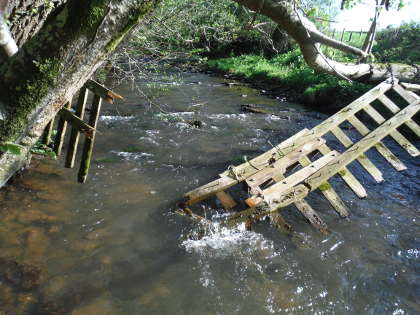 Broken cattle gate