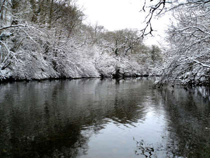 The Irfon at Cefnllysgwynne in the grip of winter.