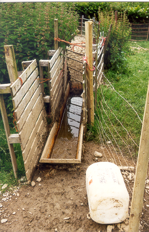 A sheep foot bath, located next to an upper Wye stream, the Clywedog.