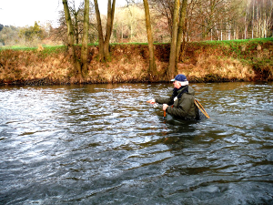 Fishing the Monnow at Skenfrith